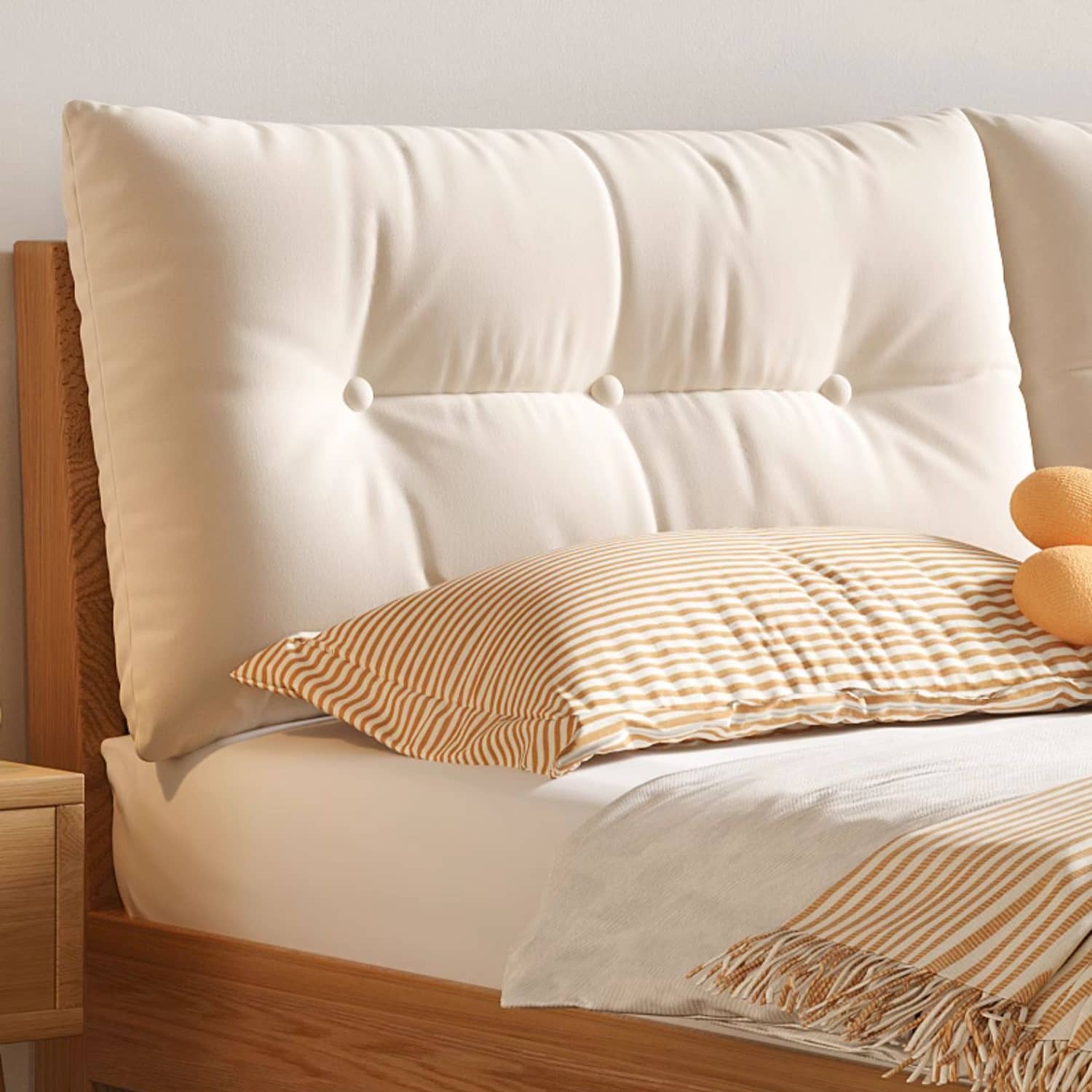 Natural Wooden Bed Frame - Rubber Wood & Pine Finish for a Timeless Look hmak-244 Natural Wooden Bed Frame - Rubber Wood & Pine Finish for a Timeless Look hmak-244