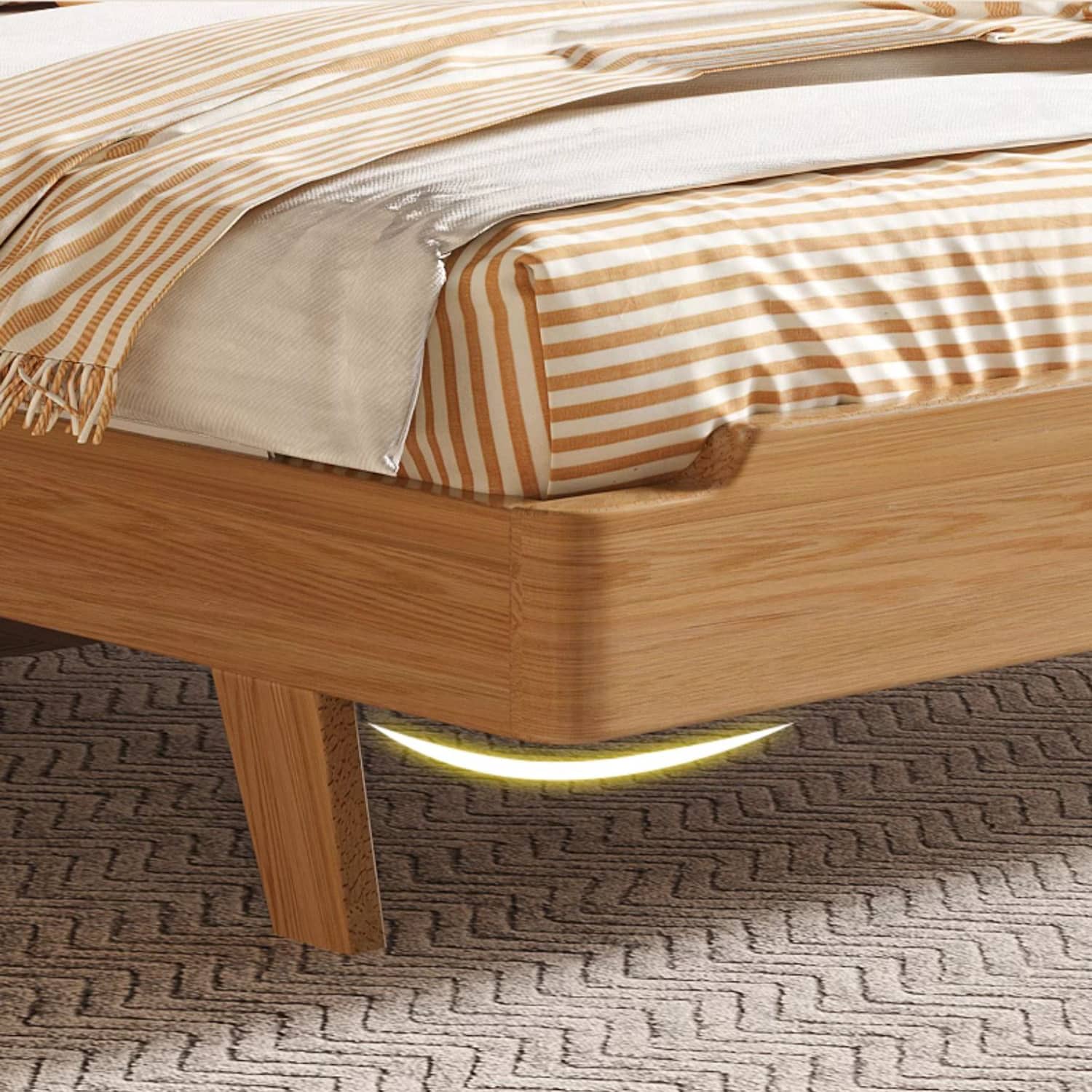 Natural Wooden Bed Frame - Rubber Wood & Pine Finish for a Timeless Look hmak-244 Natural Wooden Bed Frame - Rubber Wood & Pine Finish for a Timeless Look hmak-244