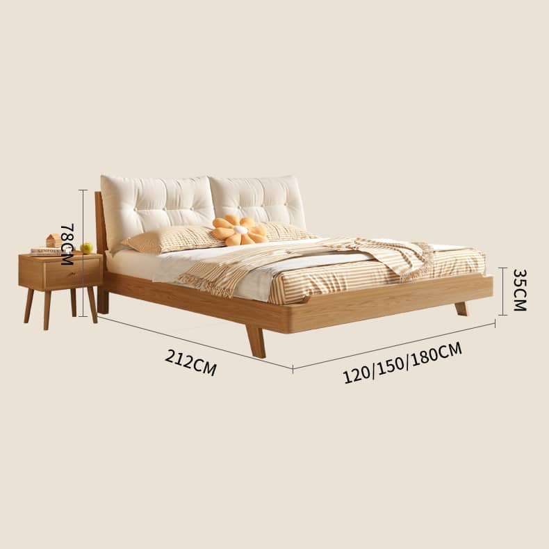 Natural Wooden Bed Frame - Rubber Wood & Pine Finish for a Timeless Look hmak-244 Natural Wooden Bed Frame - Rubber Wood & Pine Finish for a Timeless Look hmak-244