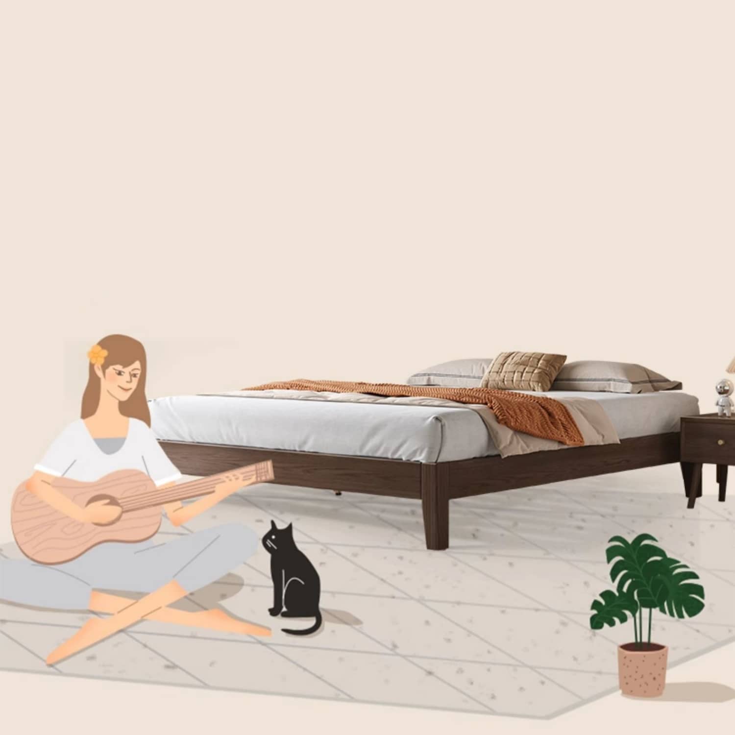 Elegant Brown Rubber Wood Pine Bed - Durable & Stylish Bedroom Furniture hmak-245 Elegant Brown Rubber Wood Pine Bed - Durable & Stylish Bedroom Furniture hmak-245