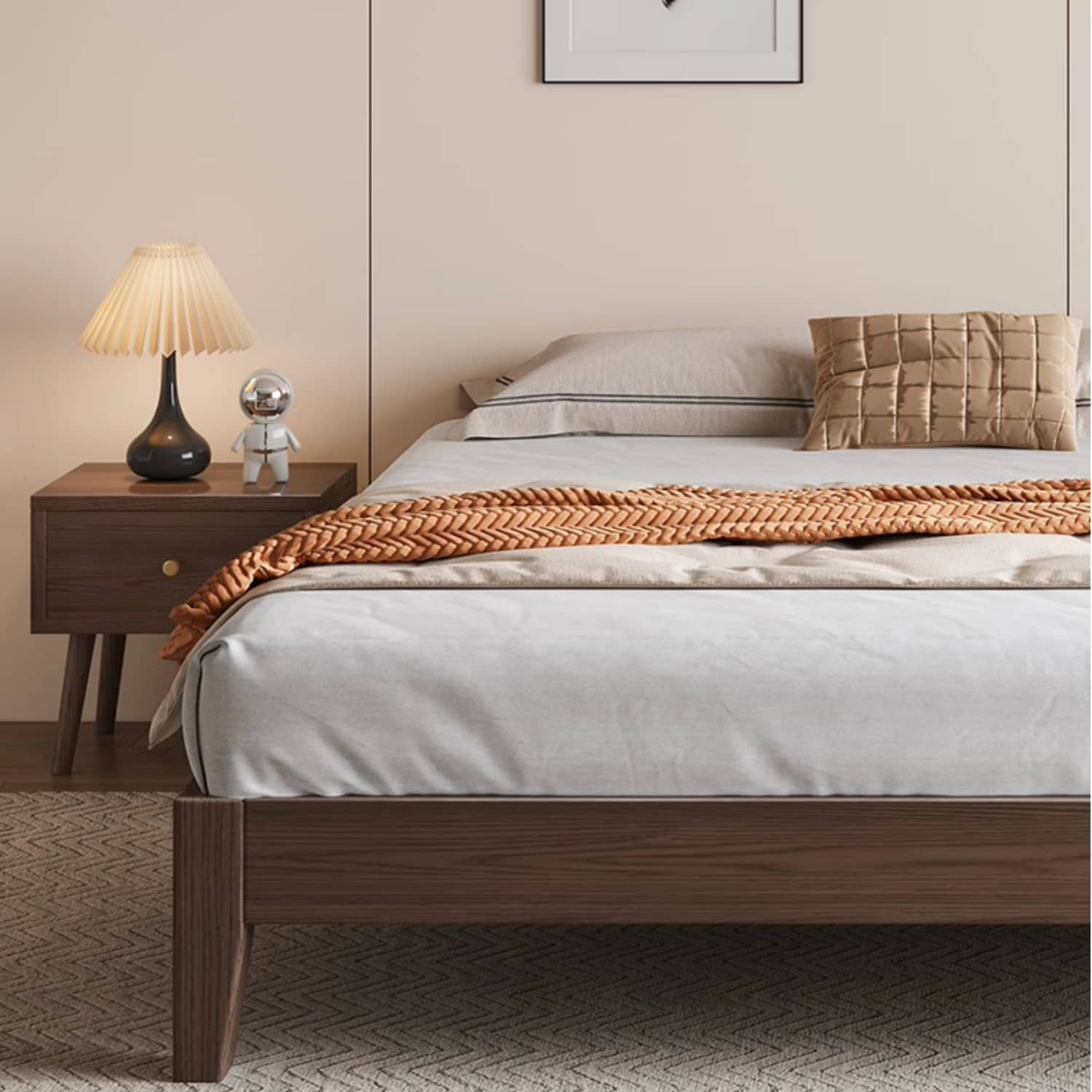 Elegant Brown Rubber Wood Pine Bed - Durable & Stylish Bedroom Furniture hmak-245 Elegant Brown Rubber Wood Pine Bed - Durable & Stylish Bedroom Furniture hmak-245