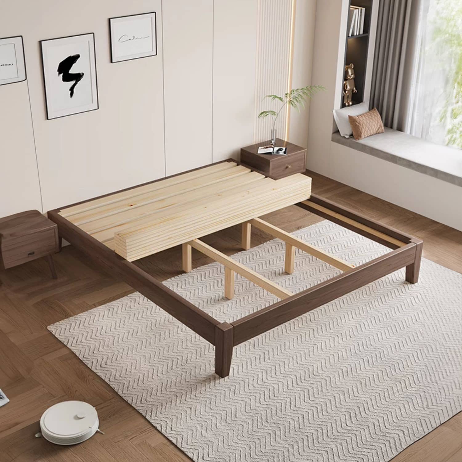 Elegant Brown Rubber Wood Pine Bed - Durable & Stylish Bedroom Furniture hmak-245 Elegant Brown Rubber Wood Pine Bed - Durable & Stylish Bedroom Furniture hmak-245