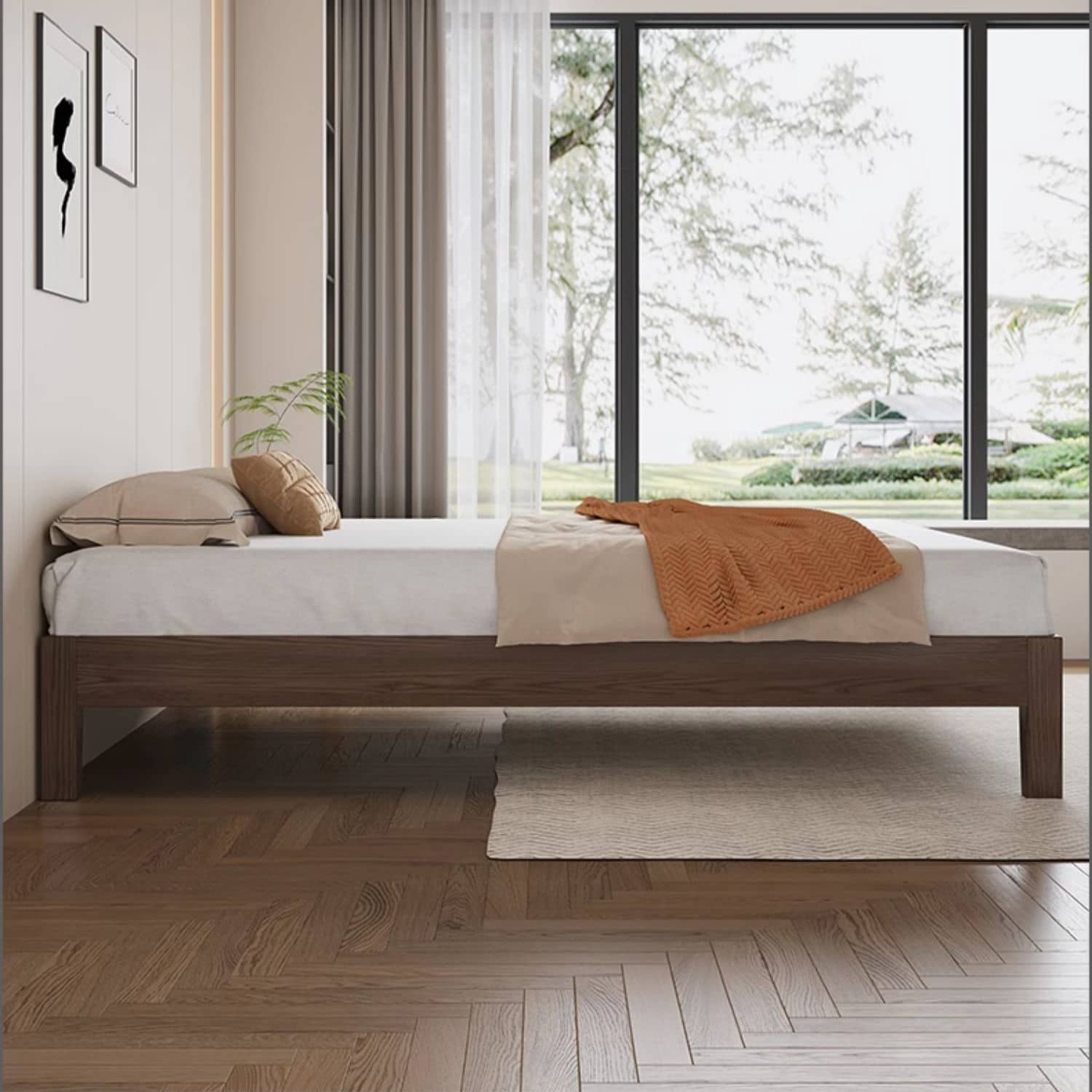 Elegant Brown Rubber Wood Pine Bed - Durable & Stylish Bedroom Furniture hmak-245 Elegant Brown Rubber Wood Pine Bed - Durable & Stylish Bedroom Furniture hmak-245