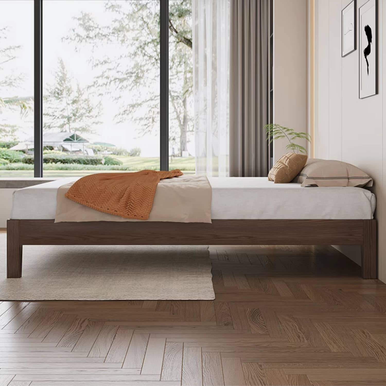 Elegant Brown Rubber Wood Pine Bed - Durable & Stylish Bedroom Furniture hmak-245 Elegant Brown Rubber Wood Pine Bed - Durable & Stylish Bedroom Furniture hmak-245