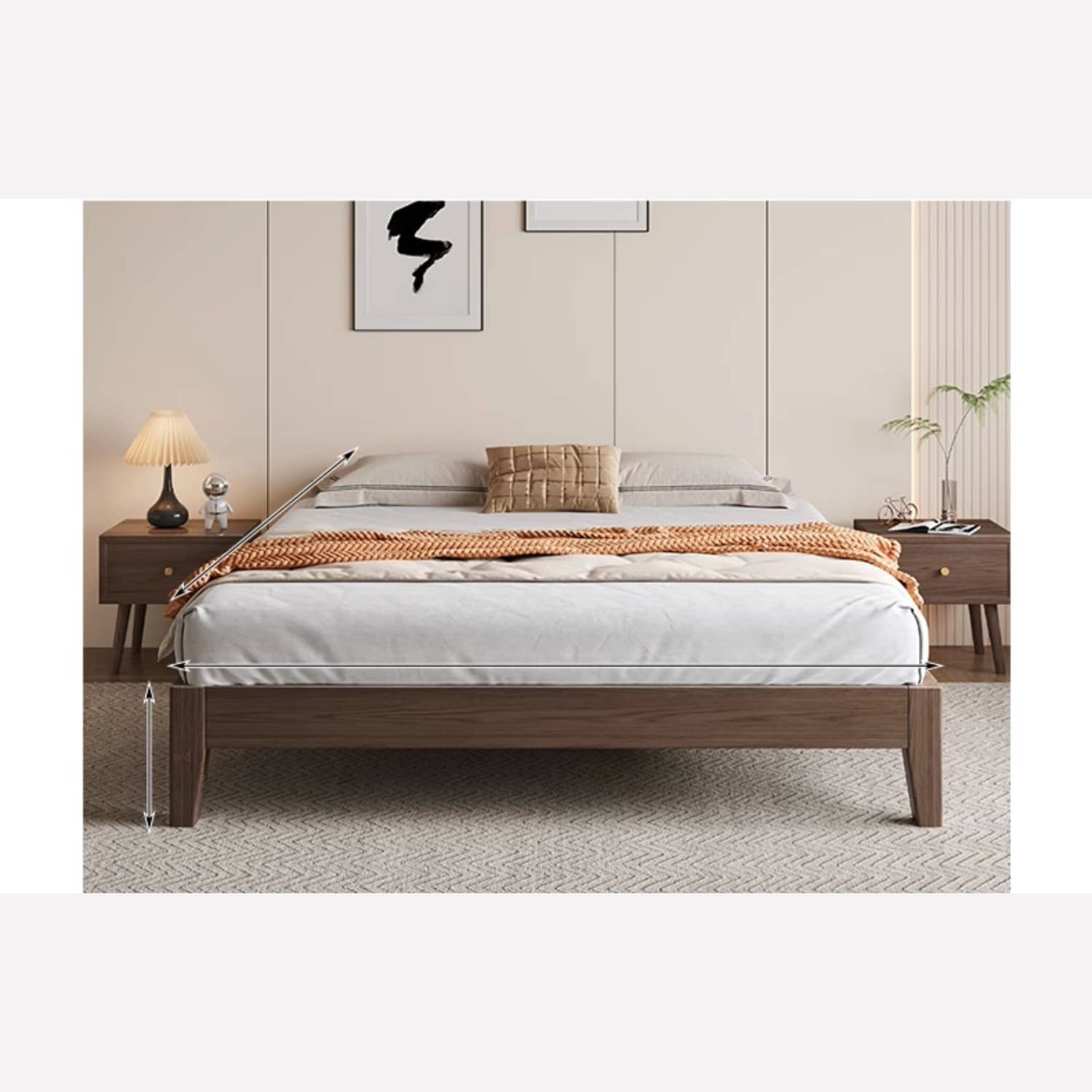 Elegant Brown Rubber Wood Pine Bed - Durable & Stylish Bedroom Furniture hmak-245 Elegant Brown Rubber Wood Pine Bed - Durable & Stylish Bedroom Furniture hmak-245