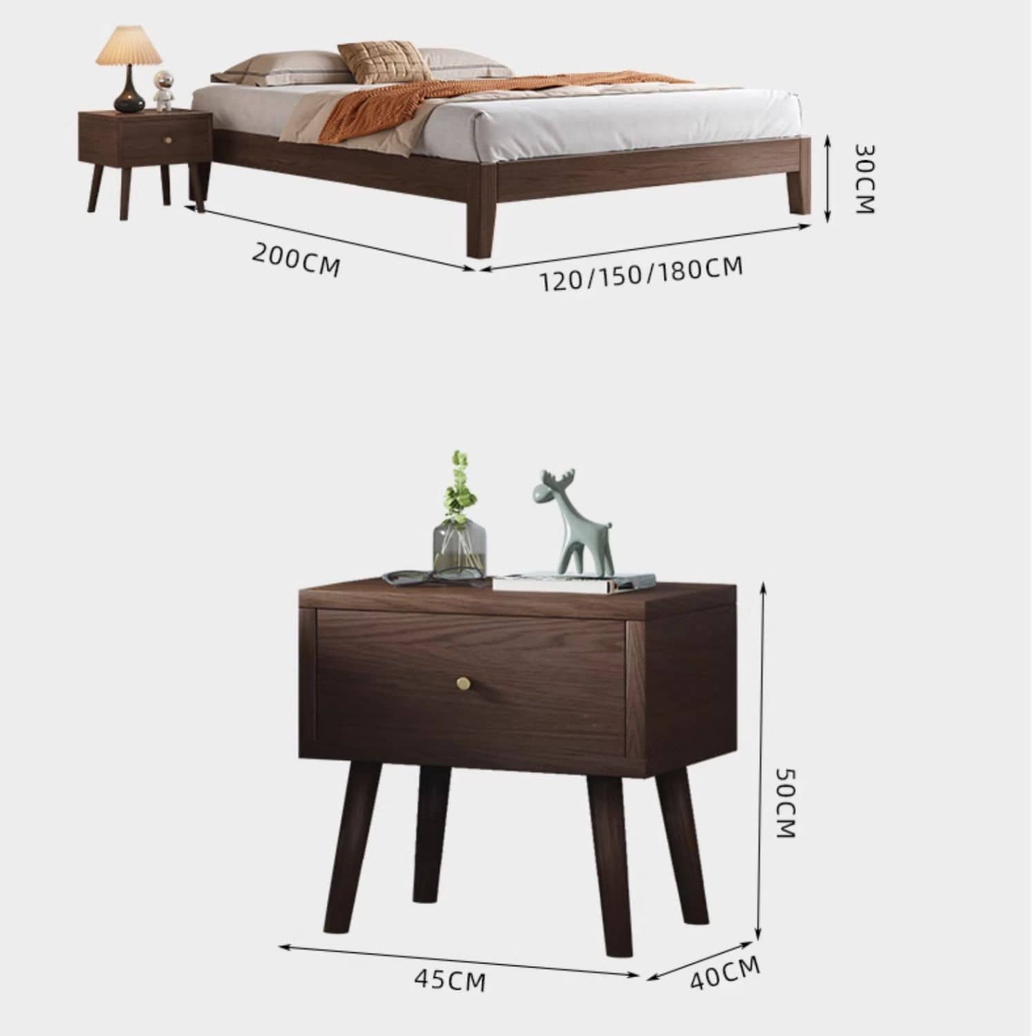 Elegant Brown Rubber Wood Pine Bed - Durable & Stylish Bedroom Furniture hmak-245 Elegant Brown Rubber Wood Pine Bed - Durable & Stylish Bedroom Furniture hmak-245