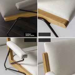 Stylish Oak and Cotton-Linen Accent Chair for Modern Living Spaces hmr-4785