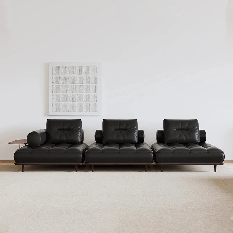 Luxurious Stainless Cowhide Leather Sofa with Ash Wood Accent – Modern Comfort for Your Living Room hmr-4792