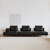 Luxurious Stainless Cowhide Leather Sofa with Ash Wood Accent – Modern Comfort for Your Living Room hmr-4792