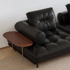 Luxurious Stainless Cowhide Leather Sofa with Ash Wood Accent – Modern Comfort for Your Living Room hmr-4792