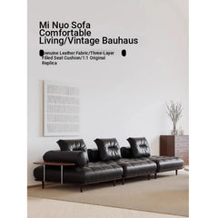 Luxurious Stainless Cowhide Leather Sofa with Ash Wood Accent – Modern Comfort for Your Living Room hmr-4792