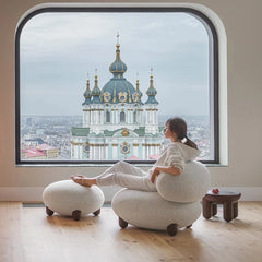 Cozy Ash Wood Chair with Faux Lambswool Upholstery – Modern Accent Seating for Stylish Living Spaces hmr-4793