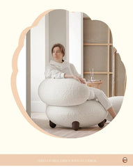 Cozy Ash Wood Chair with Faux Lambswool Upholstery – Modern Accent Seating for Stylish Living Spaces hmr-4793