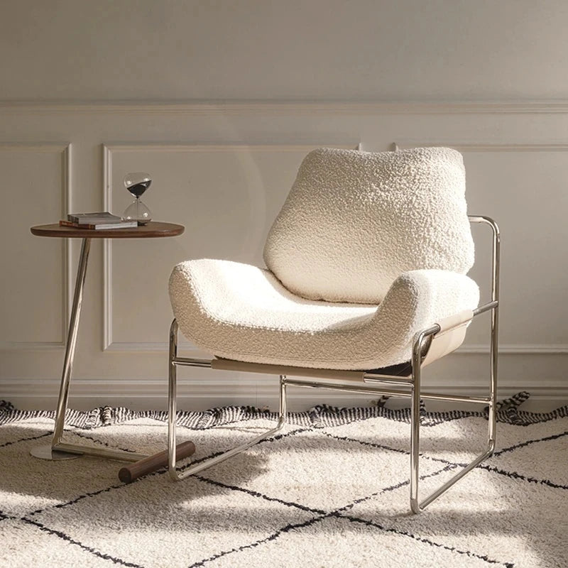 Stylish Synthetic Leather and Corduroy Accent Chair with Stainless Steel Frame - Cozy Modern Furniture for Living Room or Office hmr-4795