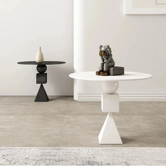 Stylish Oak Density Board Coffee Table - Modern Round Design for Living Room Elegance hmr-4799