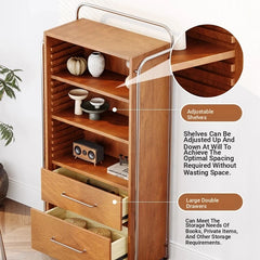 Elegant Ash Wood and Glass Cabinet with Stainless Steel Accents - Modern Home Storage Solution hmr-4800