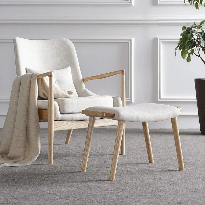 Stylish Ash Wood Stool with Cotton-Linen Upholstery - Perfect Accent for Modern Interiors hmr-4804