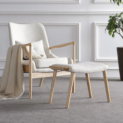 Stylish Ash Wood Stool with Cotton-Linen Upholstery - Perfect Accent for Modern Interiors hmr-4804