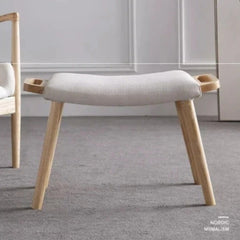 Stylish Ash Wood Stool with Cotton-Linen Upholstery - Perfect Accent for Modern Interiors hmr-4804