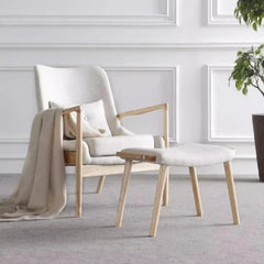Stylish Ash Wood Stool with Cotton-Linen Upholstery - Perfect Accent for Modern Interiors hmr-4804