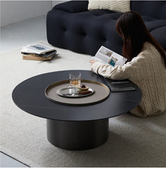 2-Piece Modern Coffee Table Set – Sintered Stone & Leather Design hms-4051