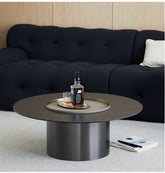 2-Piece Modern Coffee Table Set – Sintered Stone & Leather Design hms-4051