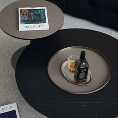 2-Piece Modern Coffee Table Set – Sintered Stone & Leather Design hms-4051