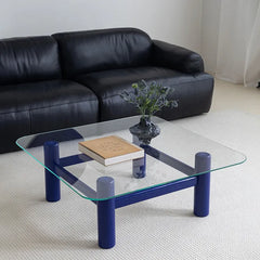 Tempered Glass & Ash Wood Coffee Table - Sleek & Modern hms-4057