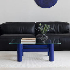 Tempered Glass & Ash Wood Coffee Table - Sleek & Modern hms-4057