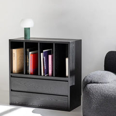 Ash Wood Cabinet with Multi-Layer Shelves & Glass Doors hms-4059