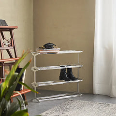 Acrylic & Aluminum Shoes Storage Rack - Stylish Space-Saving Design hms-4061