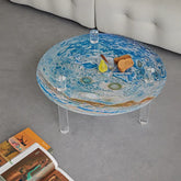 Tempered Glass Coffee Table with Acrylic Legs - Modern Look hms-4062