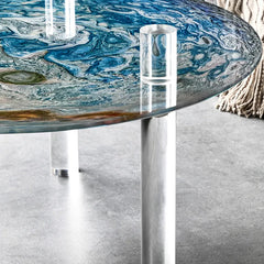 Tempered Glass Coffee Table with Acrylic Legs - Modern Look hms-4062