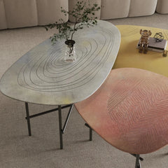 Stylish Sintered Stone Stainless Coffee Table Set – Modern Design with Artful Touch for Living Room Decor hmsf-4667