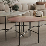 Stylish Sintered Stone Stainless Coffee Table Set – Modern Design with Artful Touch for Living Room Decor hmsf-4667
