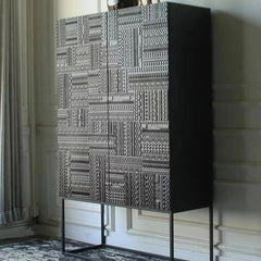 Stylish Ash Wood and Acrylic Cabinet with Unique Textured Design - Modern Storage Solution hmsf-4669