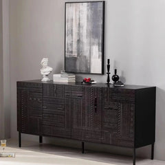 Stylish Solid Wood and Acrylic Cabinet with Unique Textured Design – Perfect for Modern Living Spaces hmsf-4670