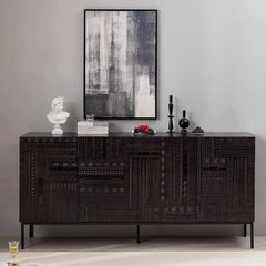 Stylish Solid Wood and Acrylic Cabinet with Unique Textured Design – Perfect for Modern Living Spaces hmsf-4670