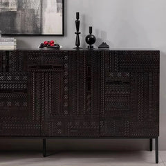 Stylish Solid Wood and Acrylic Cabinet with Unique Textured Design – Perfect for Modern Living Spaces hmsf-4670