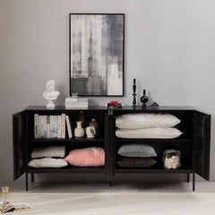 Stylish Solid Wood and Acrylic Cabinet with Unique Textured Design – Perfect for Modern Living Spaces hmsf-4670