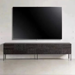 Elegant Solid Wood Acrylic TV Cabinet with Intricate Pattern Design - Modern Storage Solution for Living Room hmsf-4671