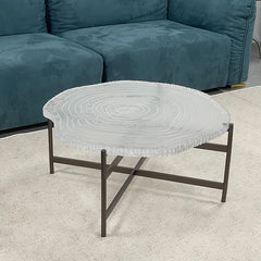 Stylish Acrylic Coffee Table Set with Unique Design - Modern Round Accent Tables for Living Room Decor hmsf-4672