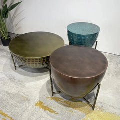 Stylish Trio of Modern Coffee Tables in Vibrant Metallic Finishes – Perfect for Any Living Space hmsf-4678