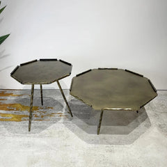 Stylish Octagonal Coffee Table Set - Modern Metal Accent Tables for Living Room Decor hmsf-4679