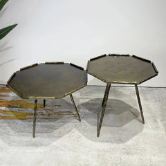 Stylish Octagonal Coffee Table Set - Modern Metal Accent Tables for Living Room Decor hmsf-4679