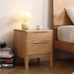 Elegant Oak Wood Nightstand - Natural Finish for Stylish Bedrooms hmzj-799