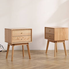 Elegant Oak Nightstand with Copper Accents in Natural Wood Finish hmzj-800