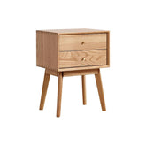 Elegant Oak Nightstand with Copper Accents in Natural Wood Finish hmzj-800