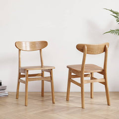 Durable Oak Wood Dining Chair in Natural Wood Color Set of 2 hmzj-806
