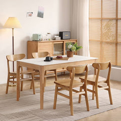 Durable Oak Wood Dining Chair in Natural Wood Color Set of 2 hmzj-806